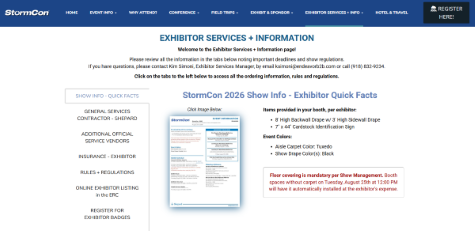Snapshot of Exh Services Page